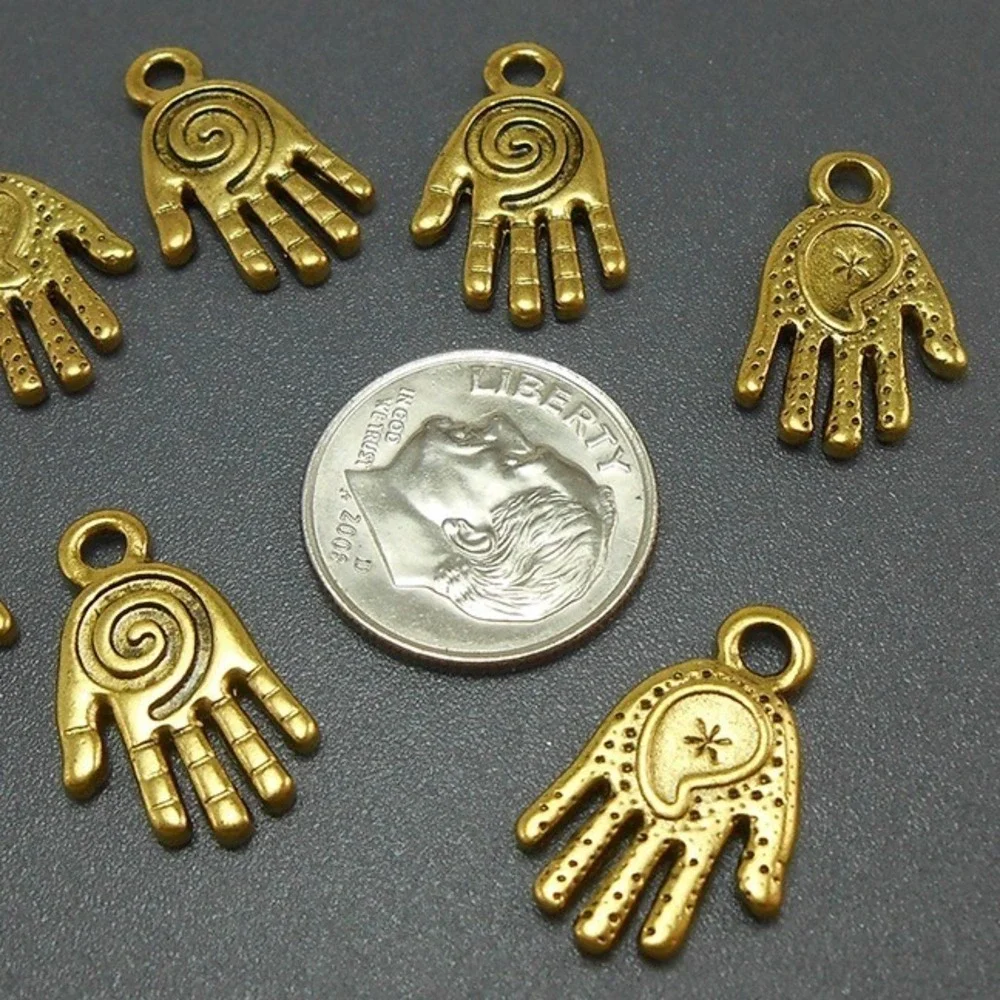 8pcs‎ Hand Charms gold tone metal palm reader